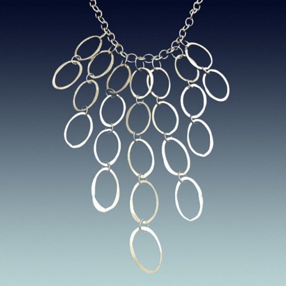 Judith Bright Oval Heavy Link Cascading Necklace Custom Made 925 Sterling Silver - Picture 3 of 11